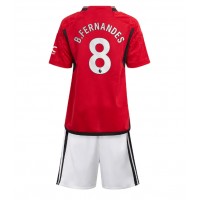 Koszulka piłkarska Manchester United Bruno Fernandes #8 Strój Domowy dla dzieci 2023-24 tanio Krótki Rękaw (+ Krótkie spodenki)
